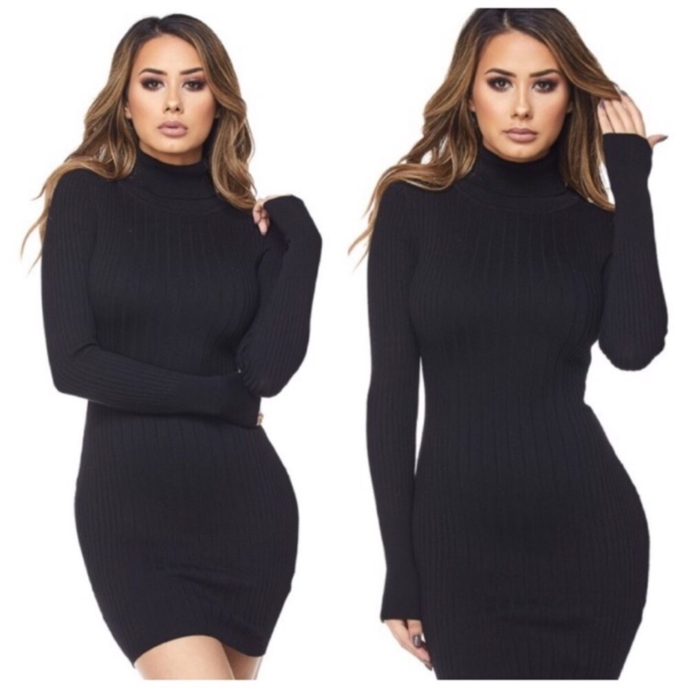 Long Sleeve Turtleneck Sweater Dress
